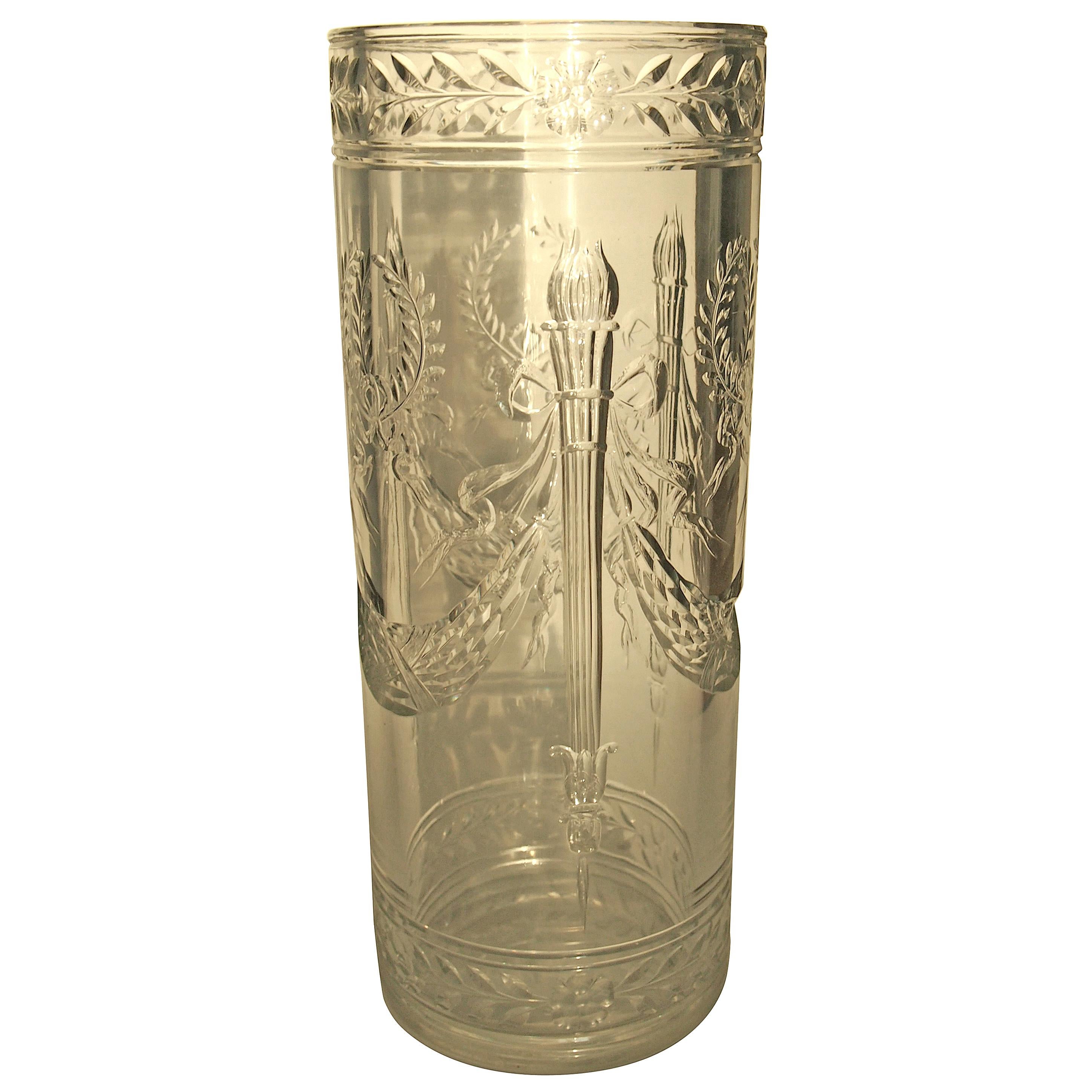 French Baccarat Deeply Cut Crystal Glass 'Arcole' Vase, Napoleon Revival For Sale