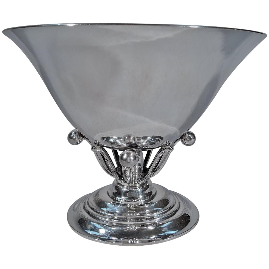 Georg Jensen Hand-Hammered Sterling Silver Footed Bowl