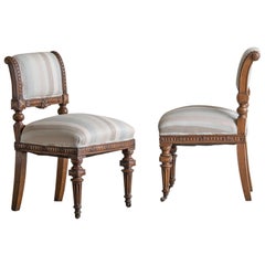 Pair of Antique English William IV Style Oak Chairs, England, circa 1875