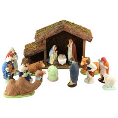 Retro Hakata Wasaki Japanese Ceramic Nativity Scene Figurines