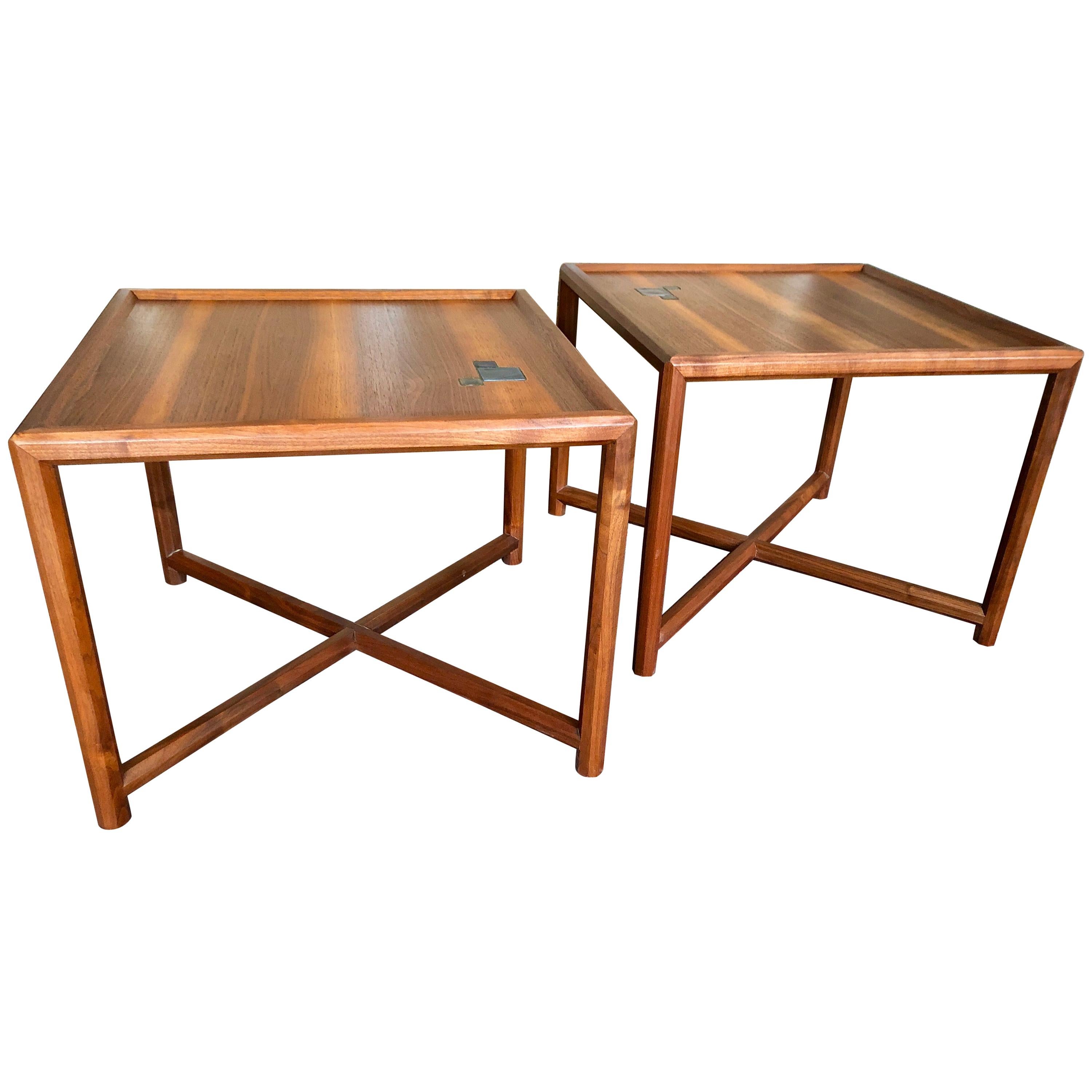 Pair of Dunbar Janus End Tables with Tiffany Tiles