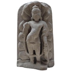 India 18th Century, Bas Relief Carved Sandstone Representing Vishnu