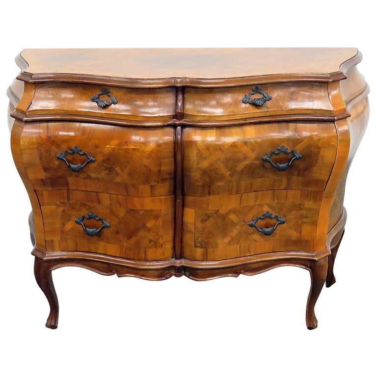 Italian Inlaid Bombe Commode For Sale at 1stdibs