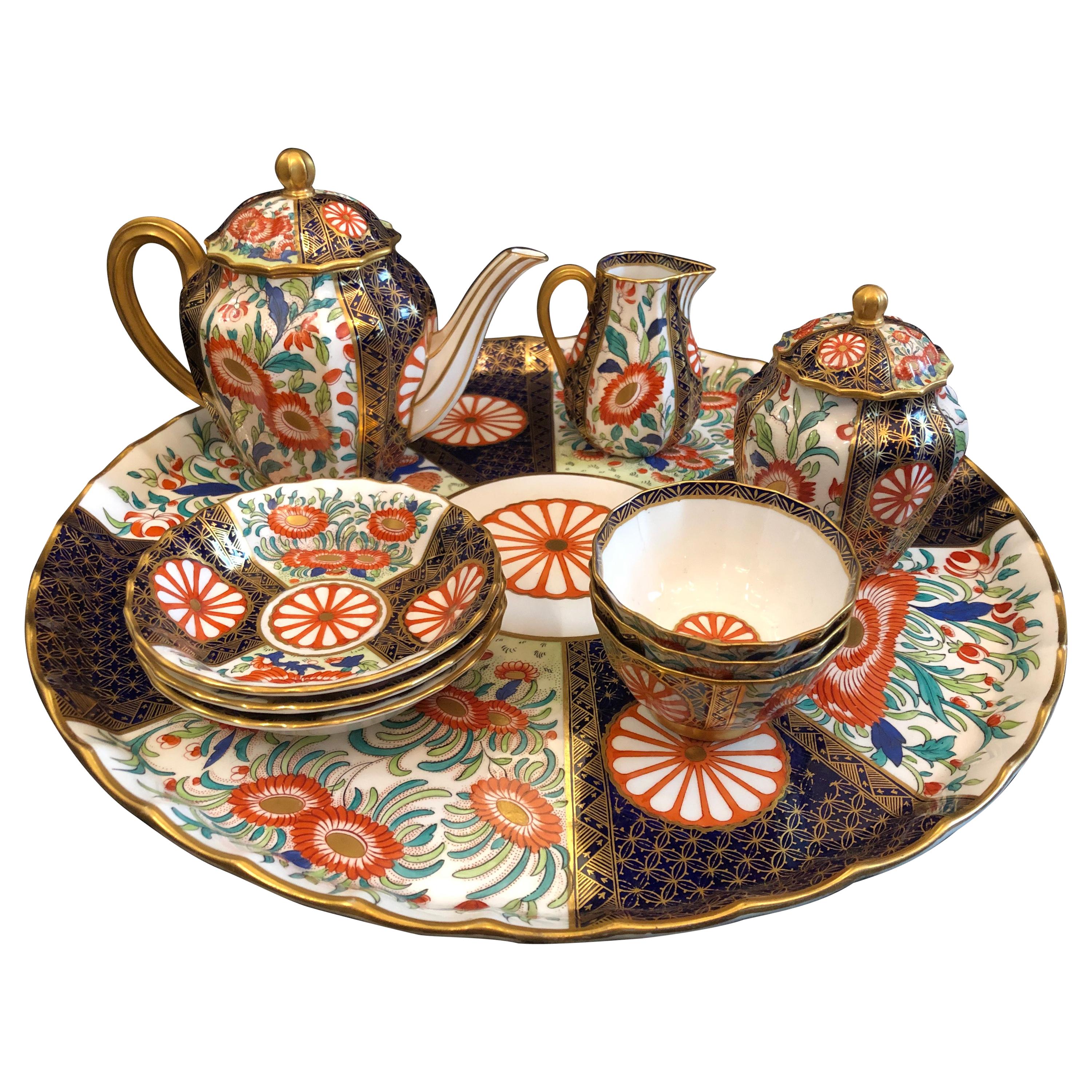 Fine Royal Worcester Porcelain Tea Service 1881, Imari, English, Tray For Sale