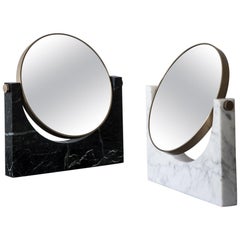 Pepe Marble Mirror, Brass, Black Marble