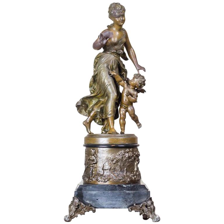 Bronzefarbene Zamak-Figur aus dem 19. Jahrhundert