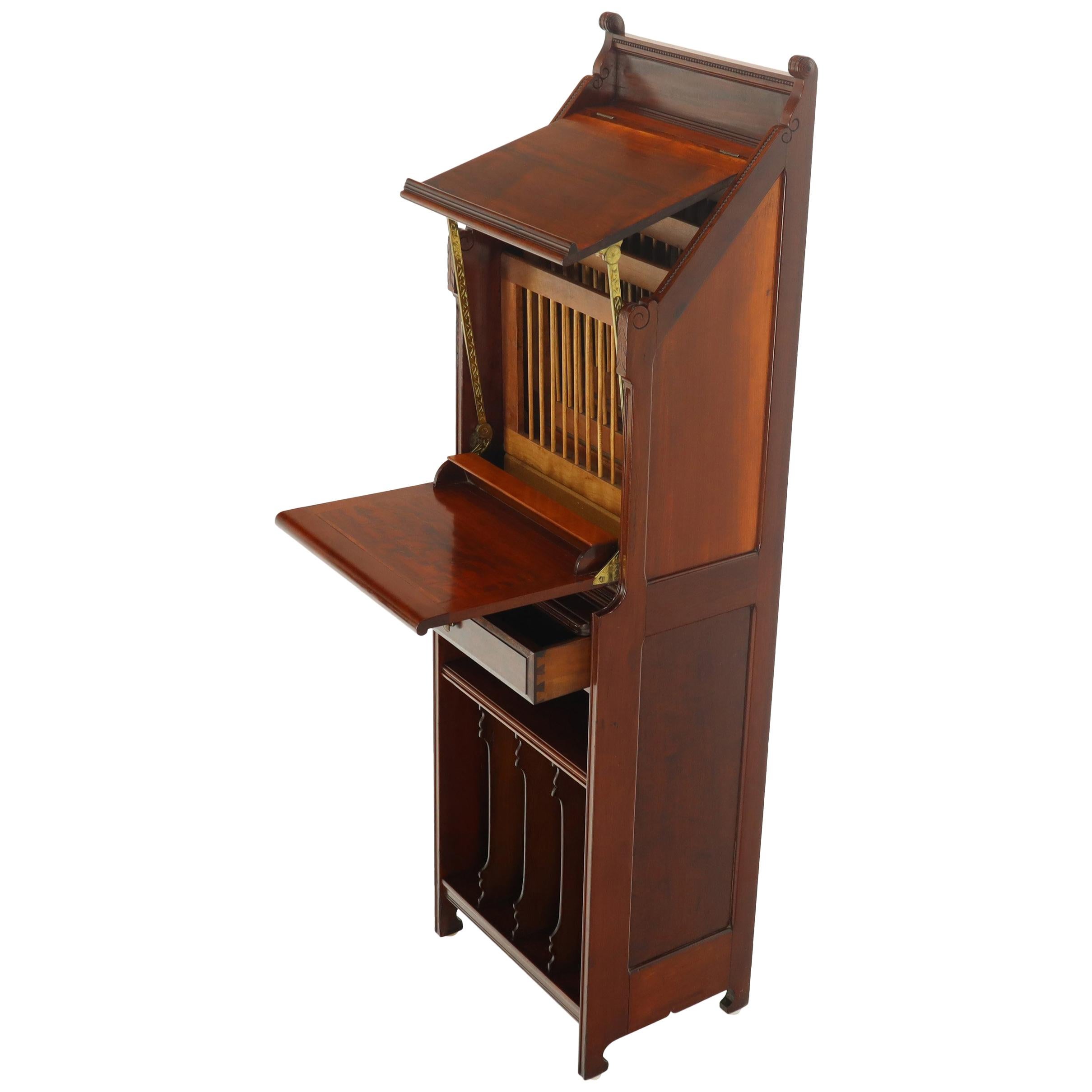 Mechanical Music Conductor Singer Stand Podium Storage Cabinet Solid Mahogany For Sale