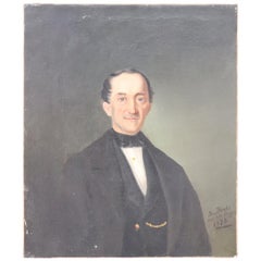 Portrait italien du 19ème siècle à l'huile sur toile, signé et daté de 1878