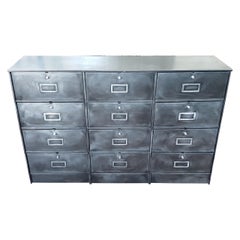 Mid-20th Century European Metal Chest of 12th Drawers, 1940-1950