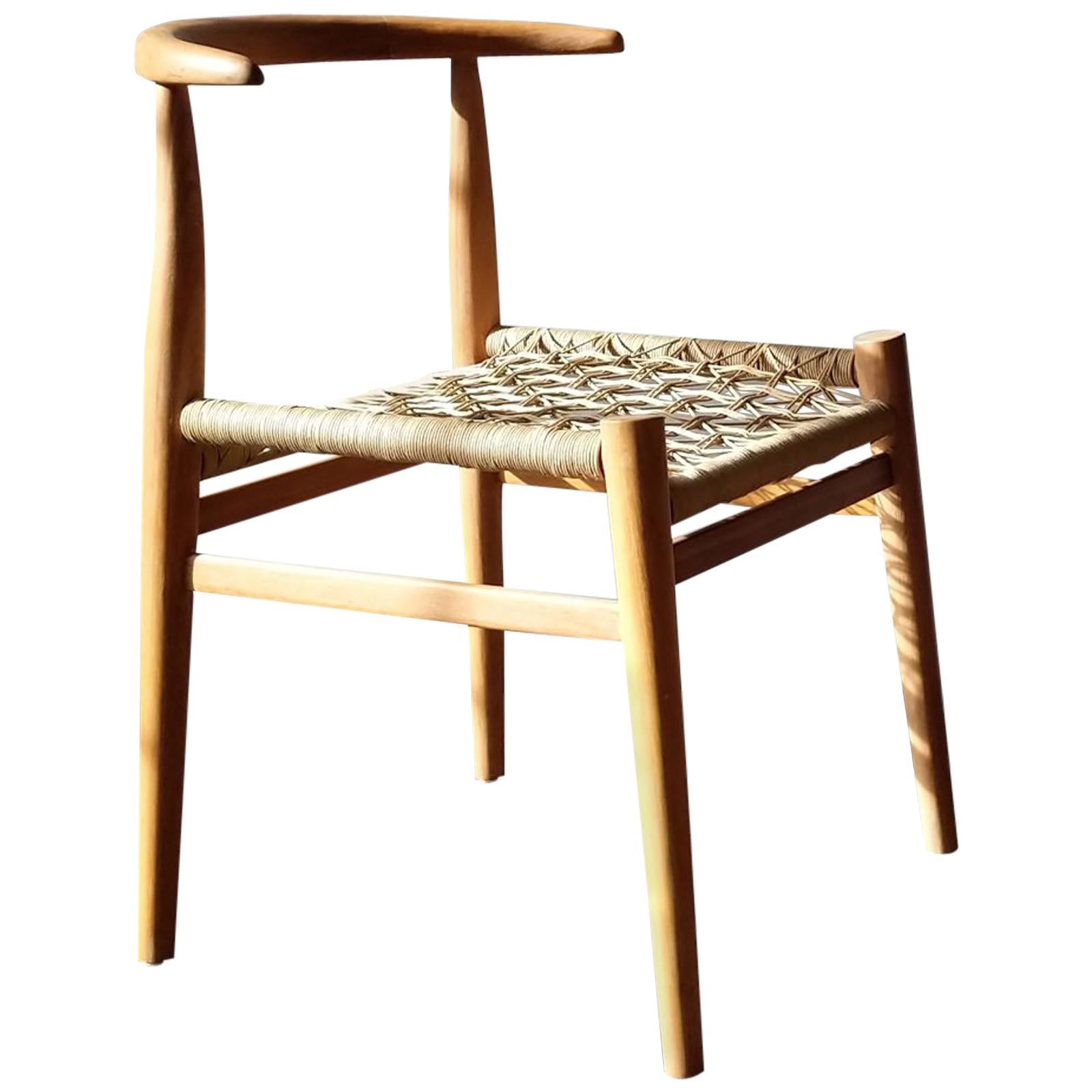 Nguni Dining Chair in Iroko with Crosshatch Weave For Sale