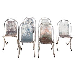 20th Century English, Metal, Stak a Bye Chairs in Their Original Patina, 1920