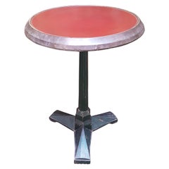 Vintage Midcentury Red Bistrot Table with Green Cast Iron Foot Customized Fisher Beer