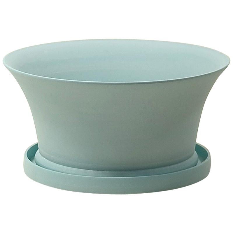 Porcelain Bulb Pan in Matte Denim For Sale