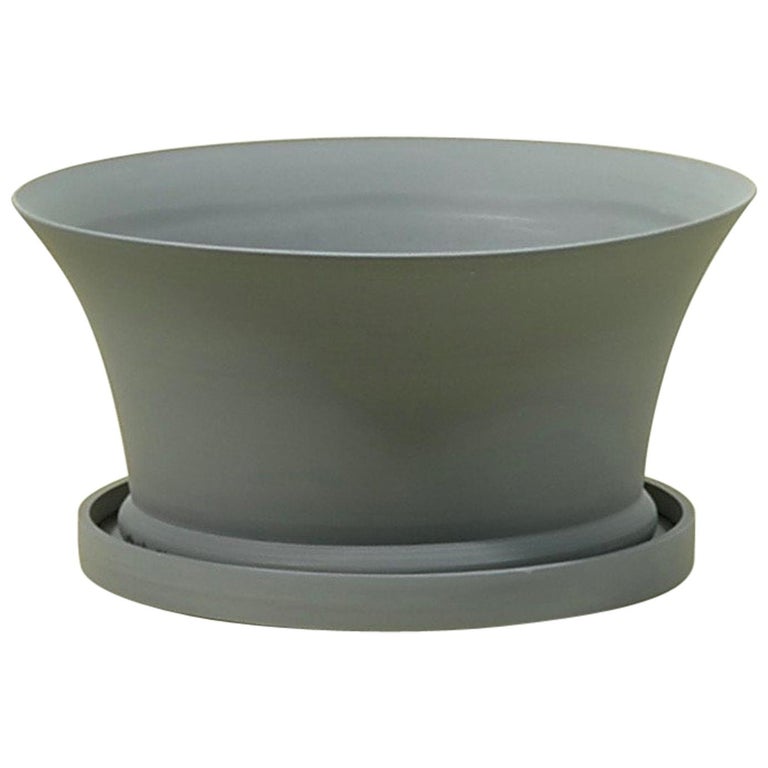 Porcelain Bulb Pan in Matte Steel Grey For Sale