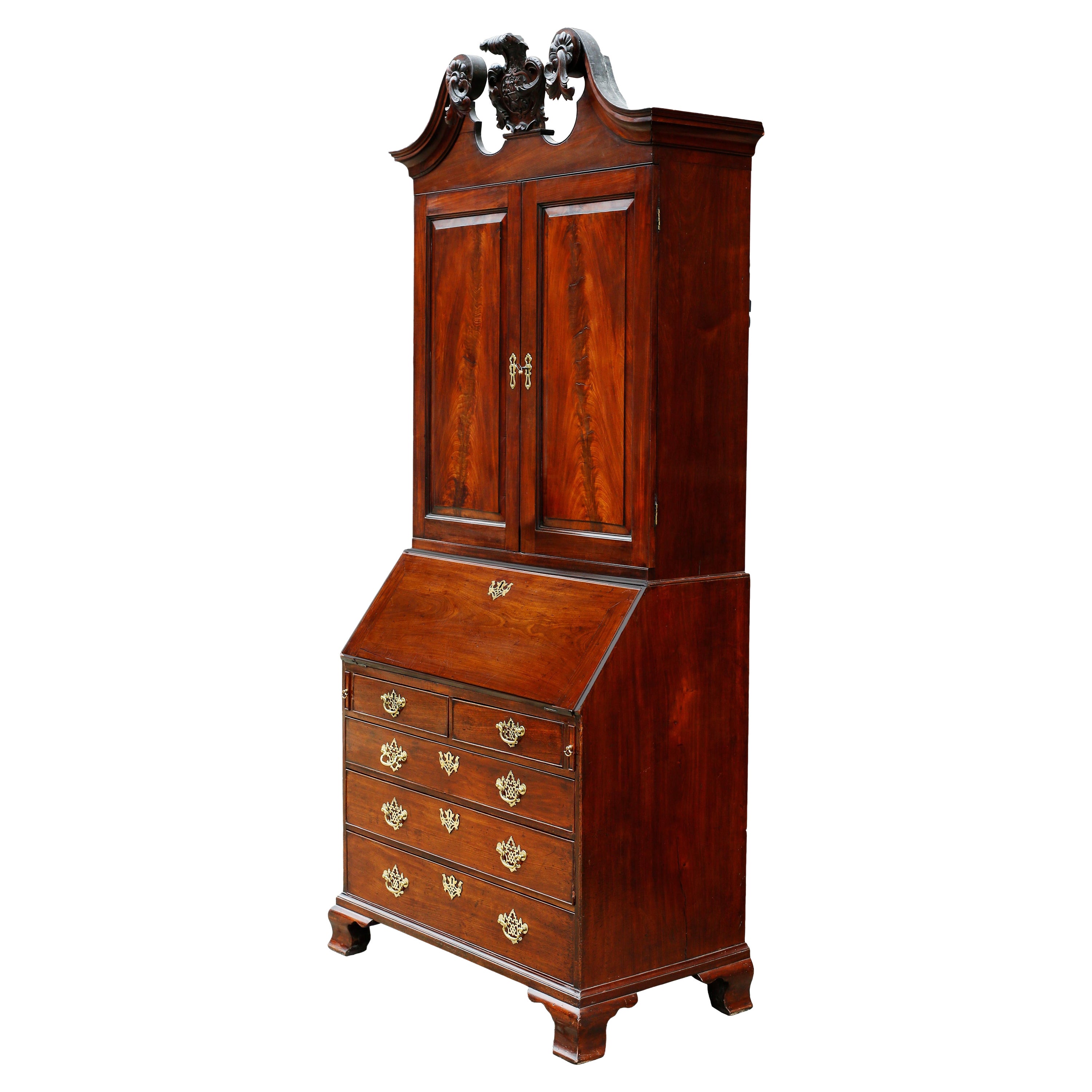 18th Century, George II Mahogany Secretary Bookcase For Sale