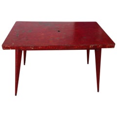 Vintage Tolix T55 Midcentury Industrial Rectangular Meatal French Bistrot Table, 1950