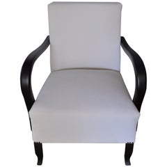 Vintage Art Deco White Armchair, circa 1920s