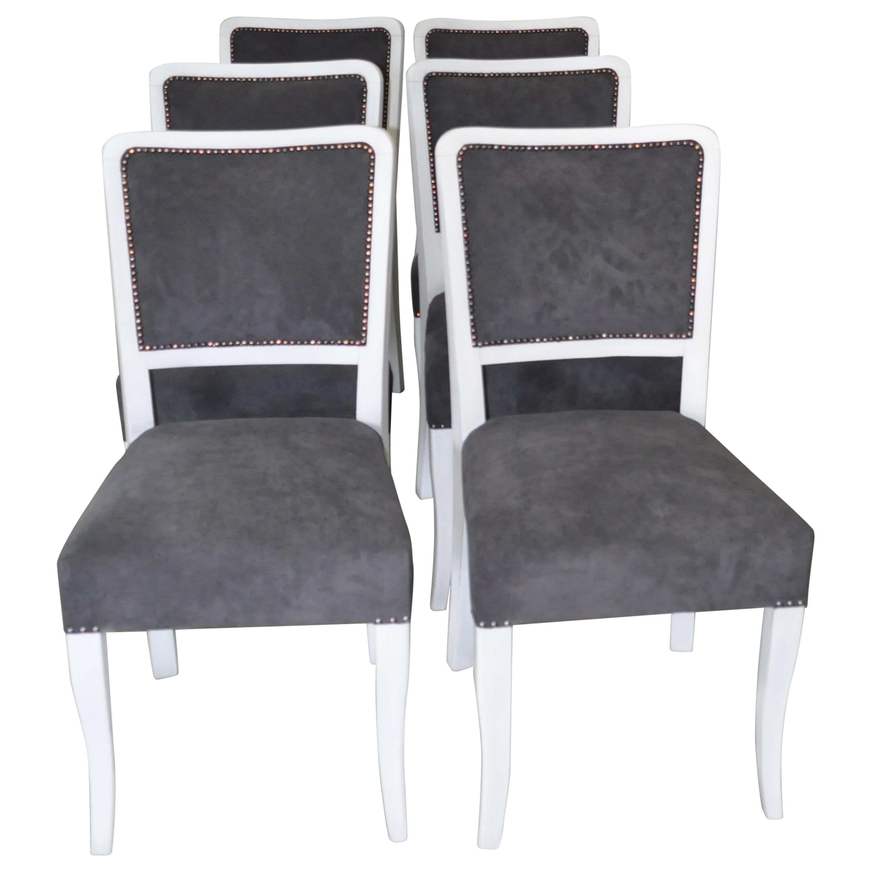 Art Deco Dining Chairs, Set of 6 For Sale