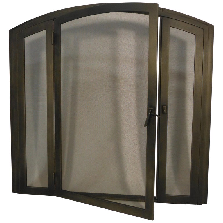 Custom Shaped Artisanal Fireplace Screen Door For Sale At 1stdibs