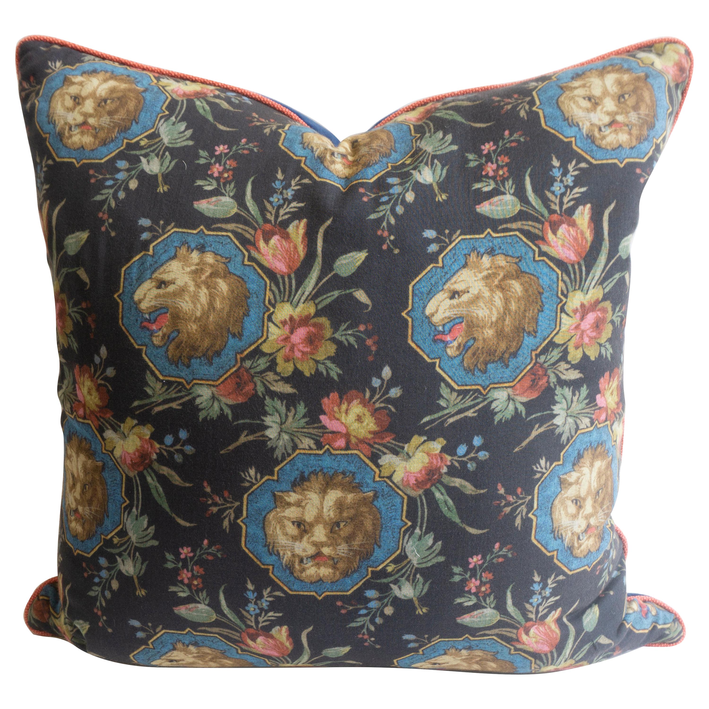 Square Throw Pillow in Gucci Lion Fabric