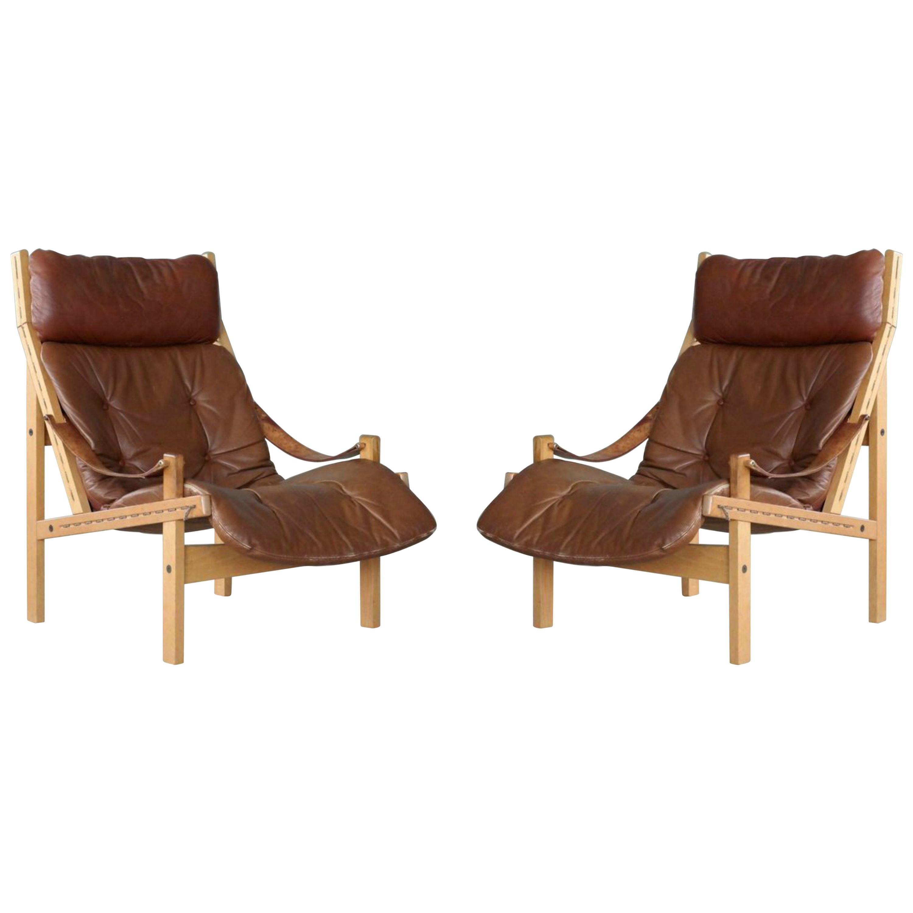 Pair of 1960s Easy Chairs Model Hunter by Torbjørn Afdal for Bruksbo, Norway