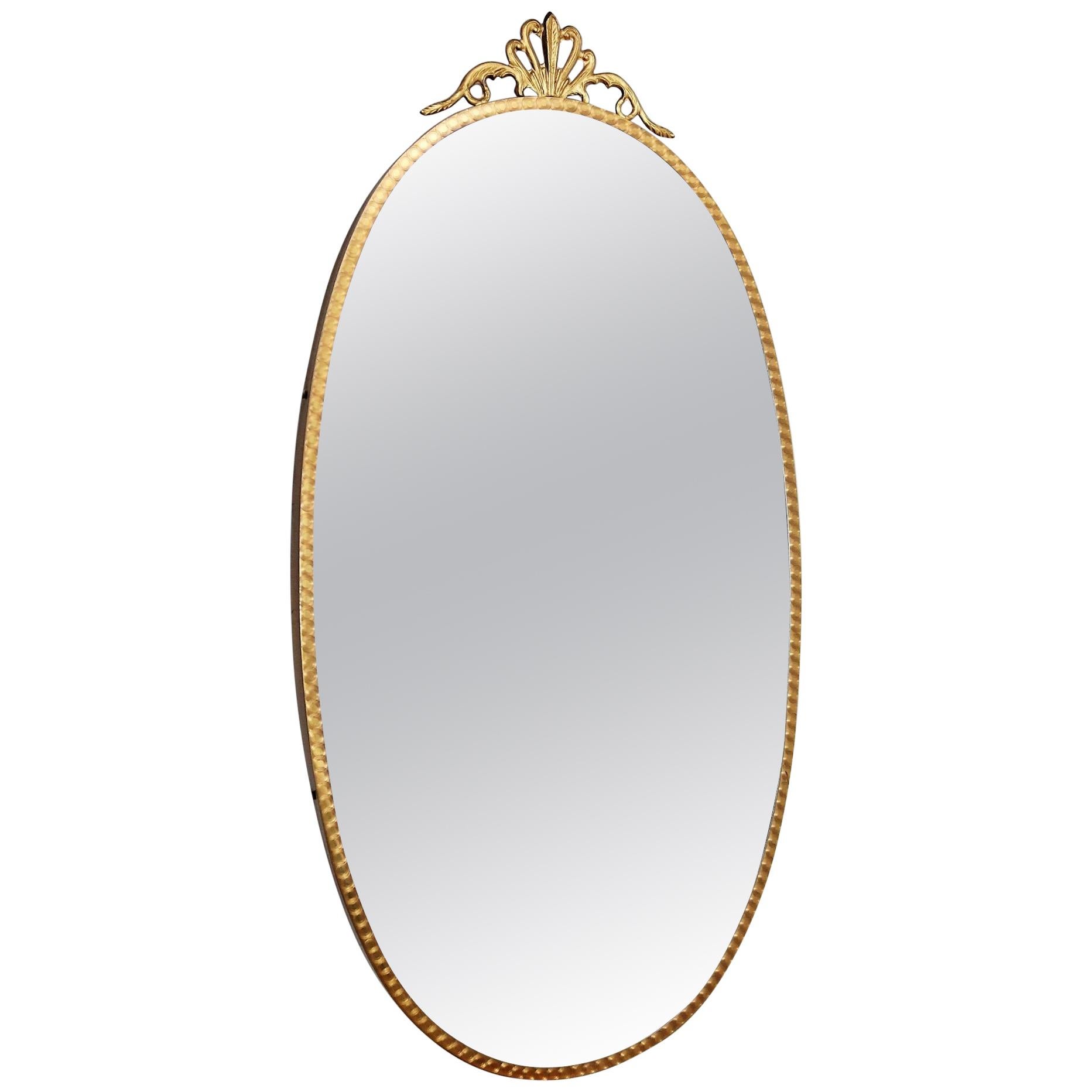 Italian Midcentury Brass Wall Mirror, 1950s