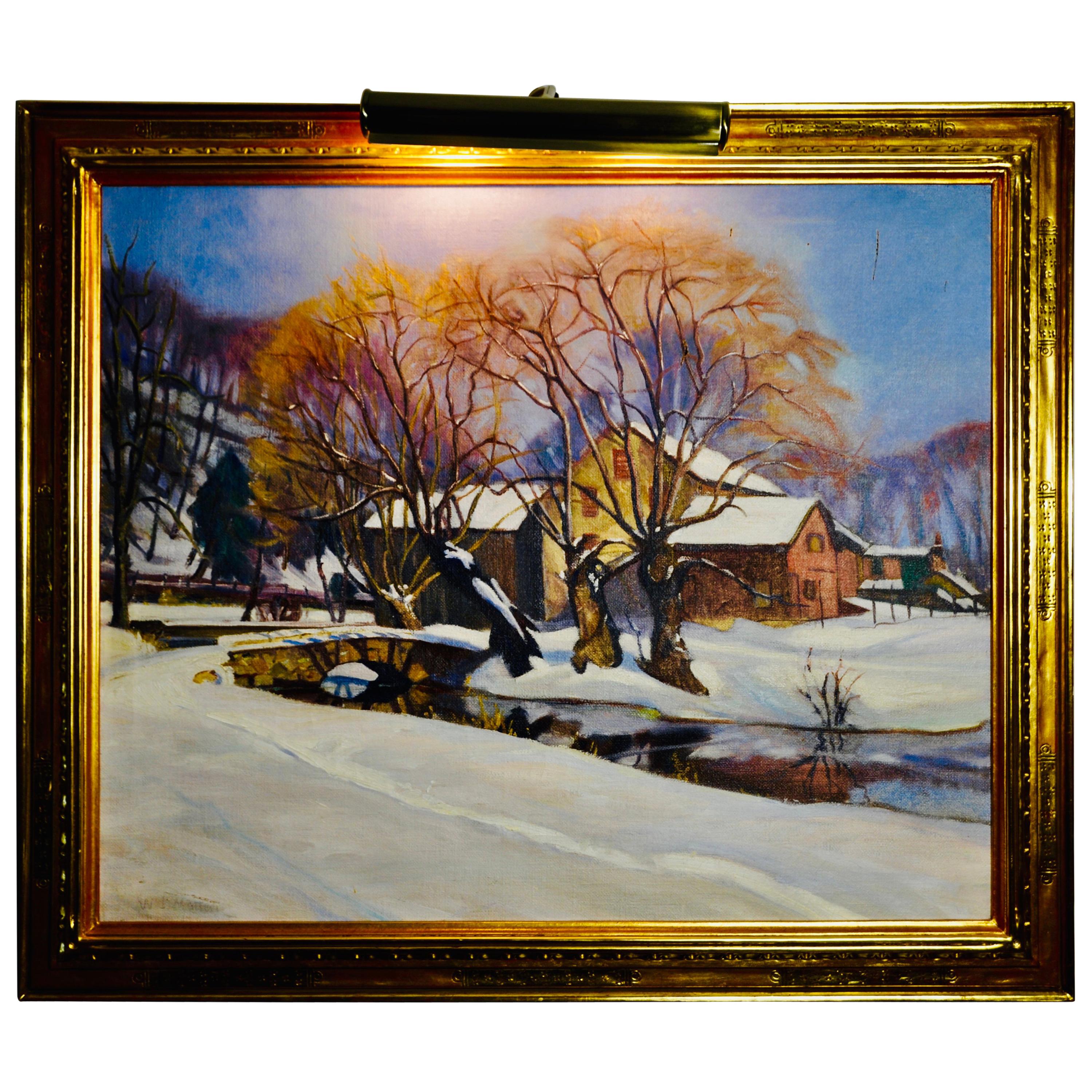Walter Mattern "Winters First Snow" Oil on Canvas For Sale