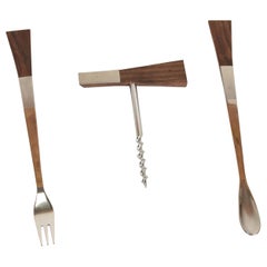 Mid-Century Modern Bar Set Accessories, Rosewood Stainless Japan