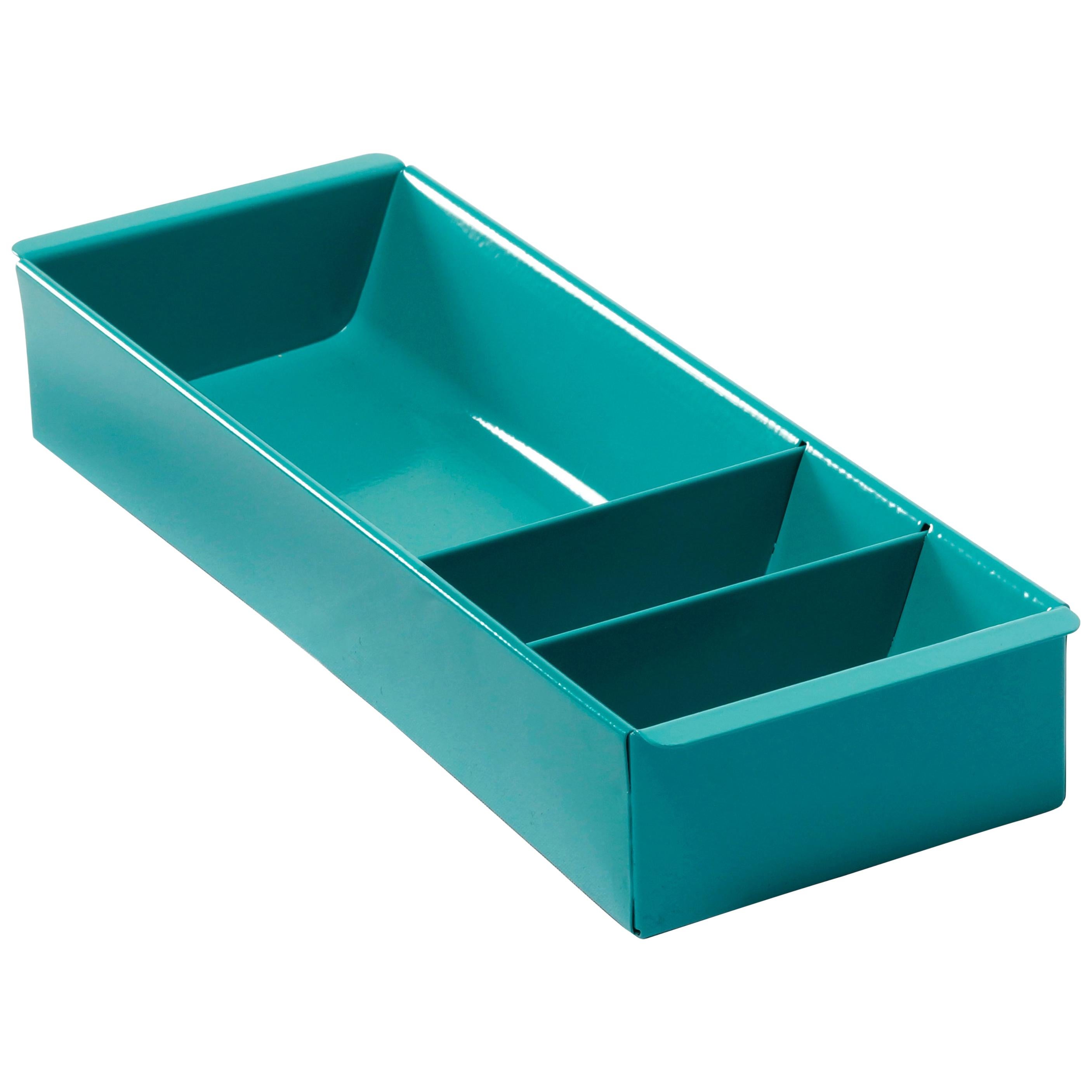 Steel Tanker Drawer Insert Repurposed as Organizer, Refinished in Turquoise
