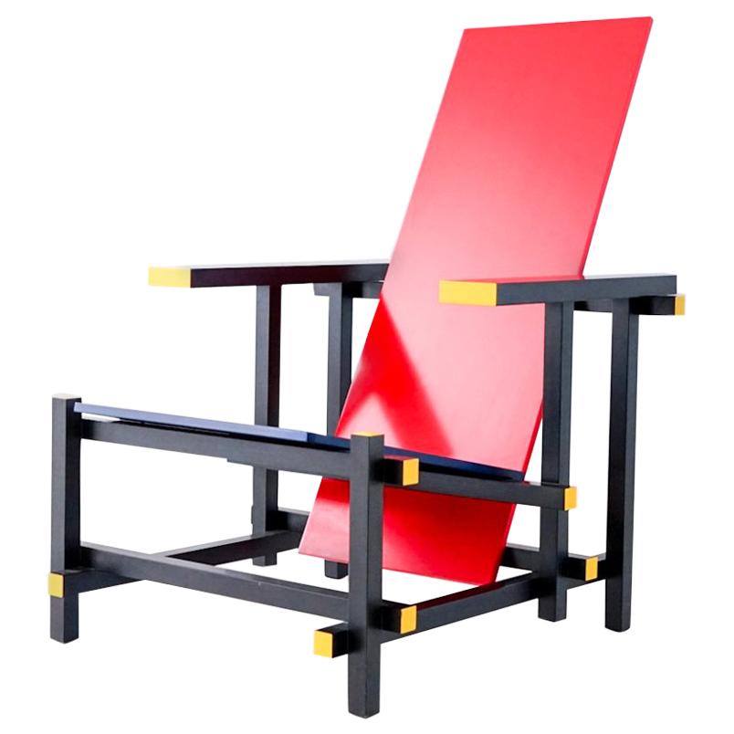 Red Blue Armchair by Gerrit Rietveld for Cassina, Signed 1996 Production