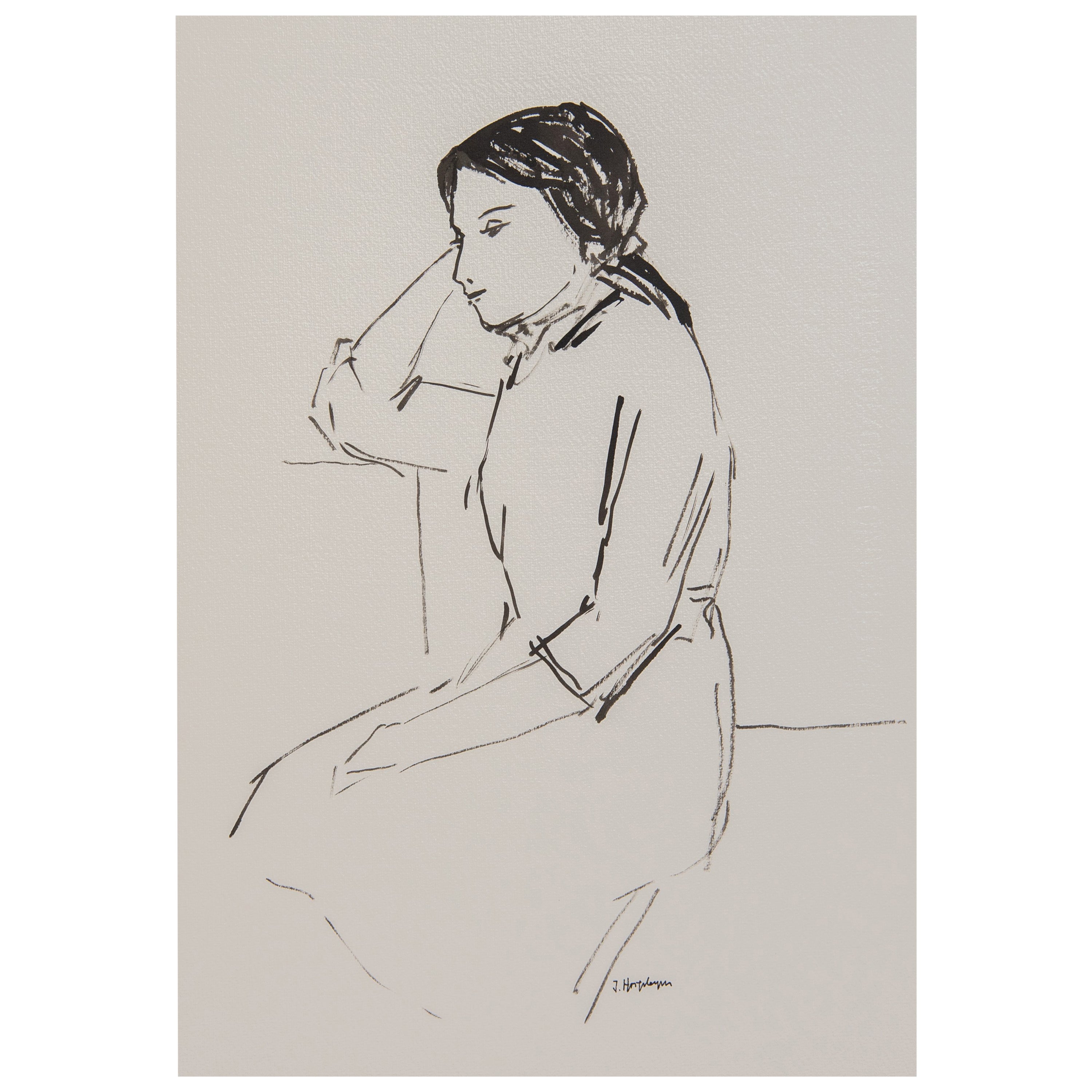 Trio Black/White Ink Drawings For Sale at 1stDibs