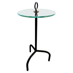 French Iron and Glass Tripod Cocktail Table