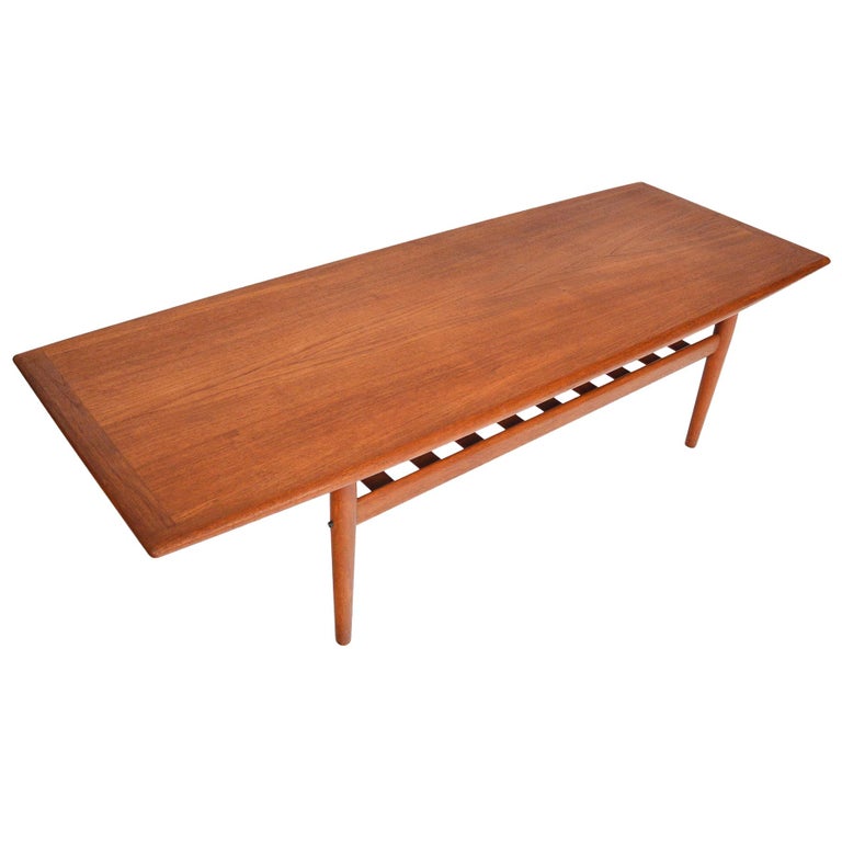 Grete Jalk For Glostrup Teak Surfboard Coffee Table For