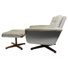 Danish Modern Swivel Chair and Ottoman Attributed to DUX