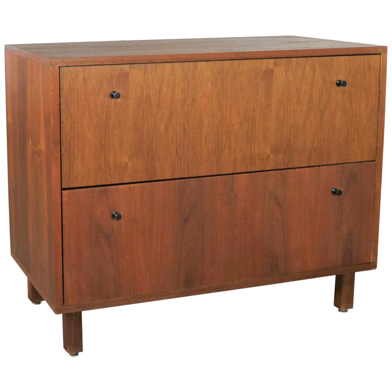 Mid-Century Modern Two-Drawer Lateral File Cabinet in Walnut by Hardwood House 