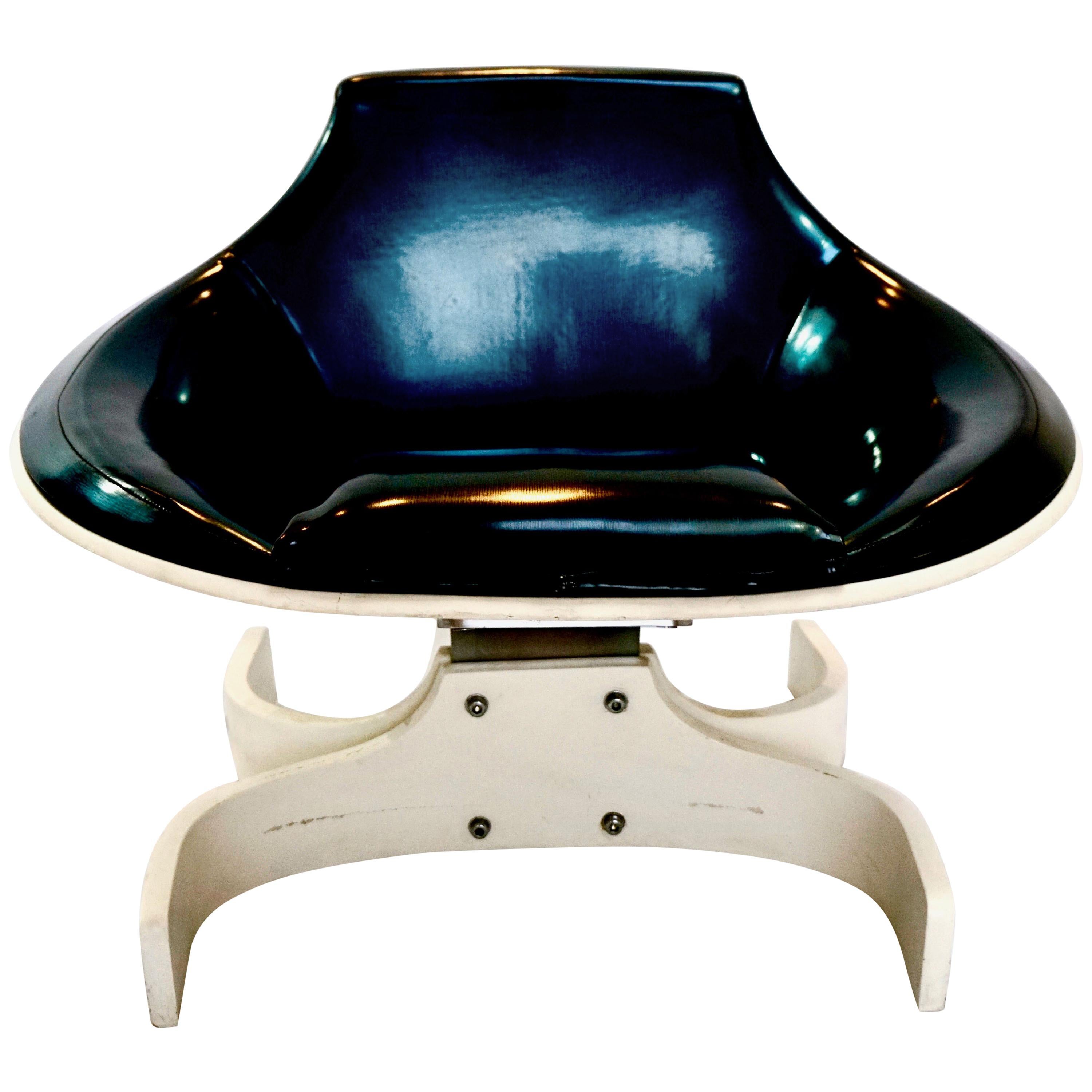 Original Vintage Iridescent Blue Chair Sella 1001 Joe Colombo Italian 1965 For Sale