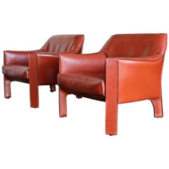 Pair of Large CAB Lounge Chairs by Mario Bellini for Cassina