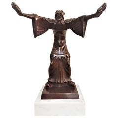 Jenő Kerényi, Zauberer, ungarische Art-déco-Skulptur aus patinierter Bronze, 1930er Jahre