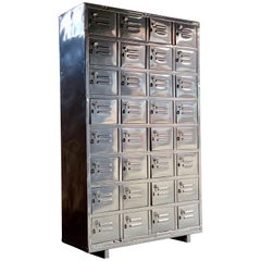 Vintage Industrial Metal Lockers Cabinet Midcentury Steel Cabinet Loft Style, 1940s