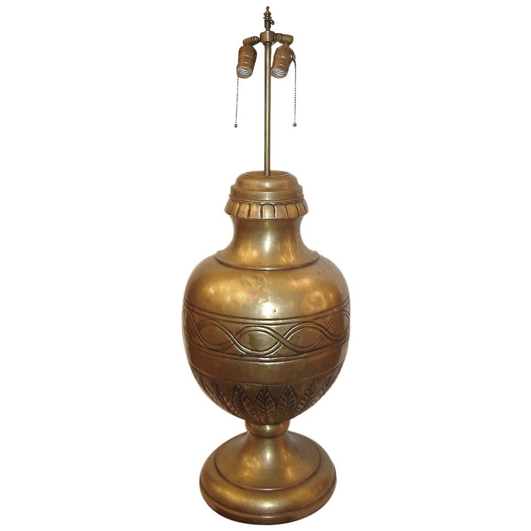 Single Large Bronze Table Lamp For Sale
