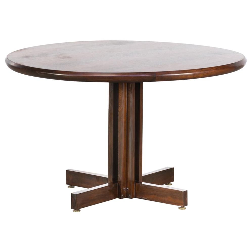 1980s Rosewood Round Dining Table in the Style of Joaquim Tenreiro For Sale