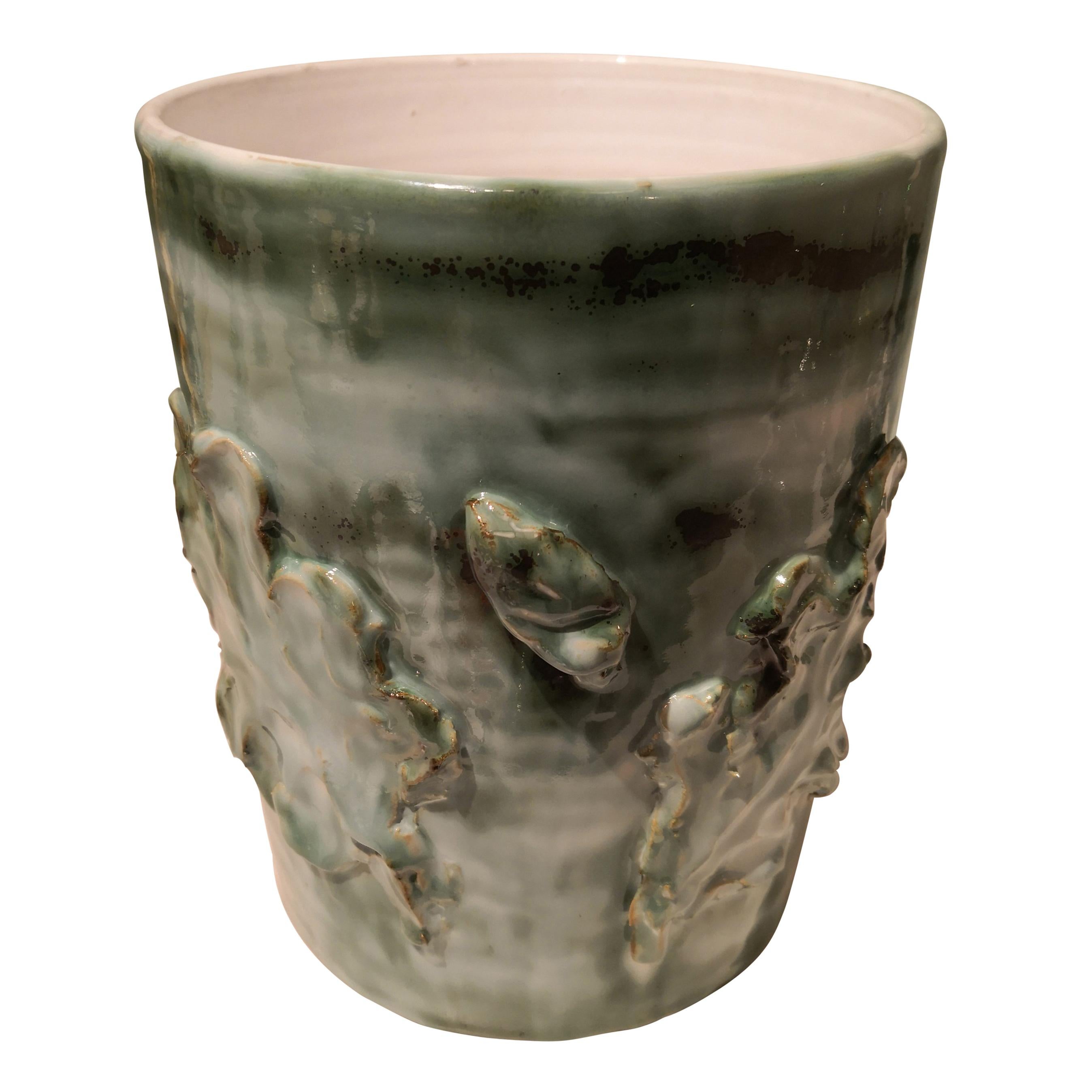 Country Style Pottery Vase Green Handmade Sofina Boutique Kitzbühel