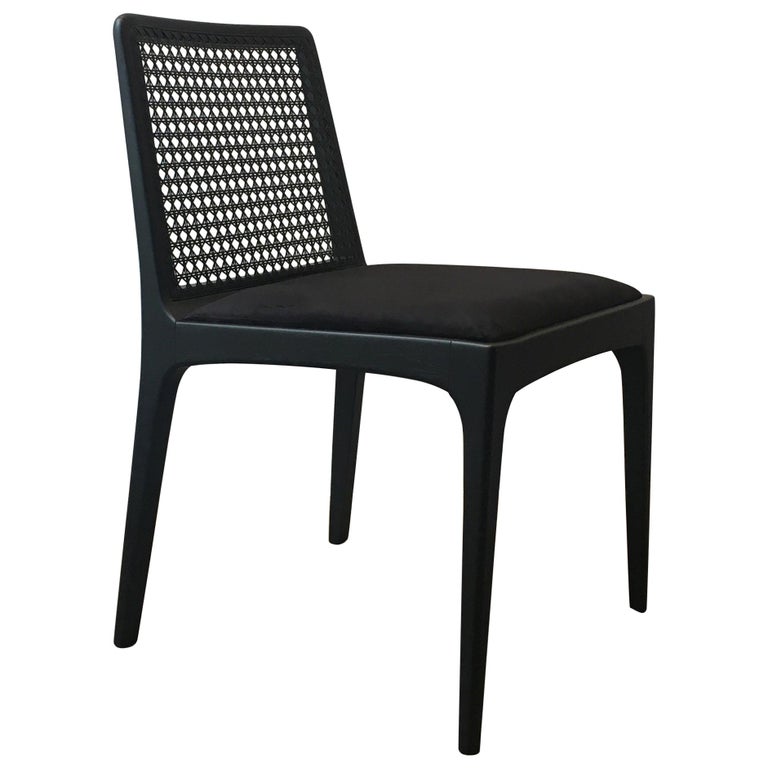 "Julia" Chair in Ebony Finish Solid Wood and Customized Handwoven 1