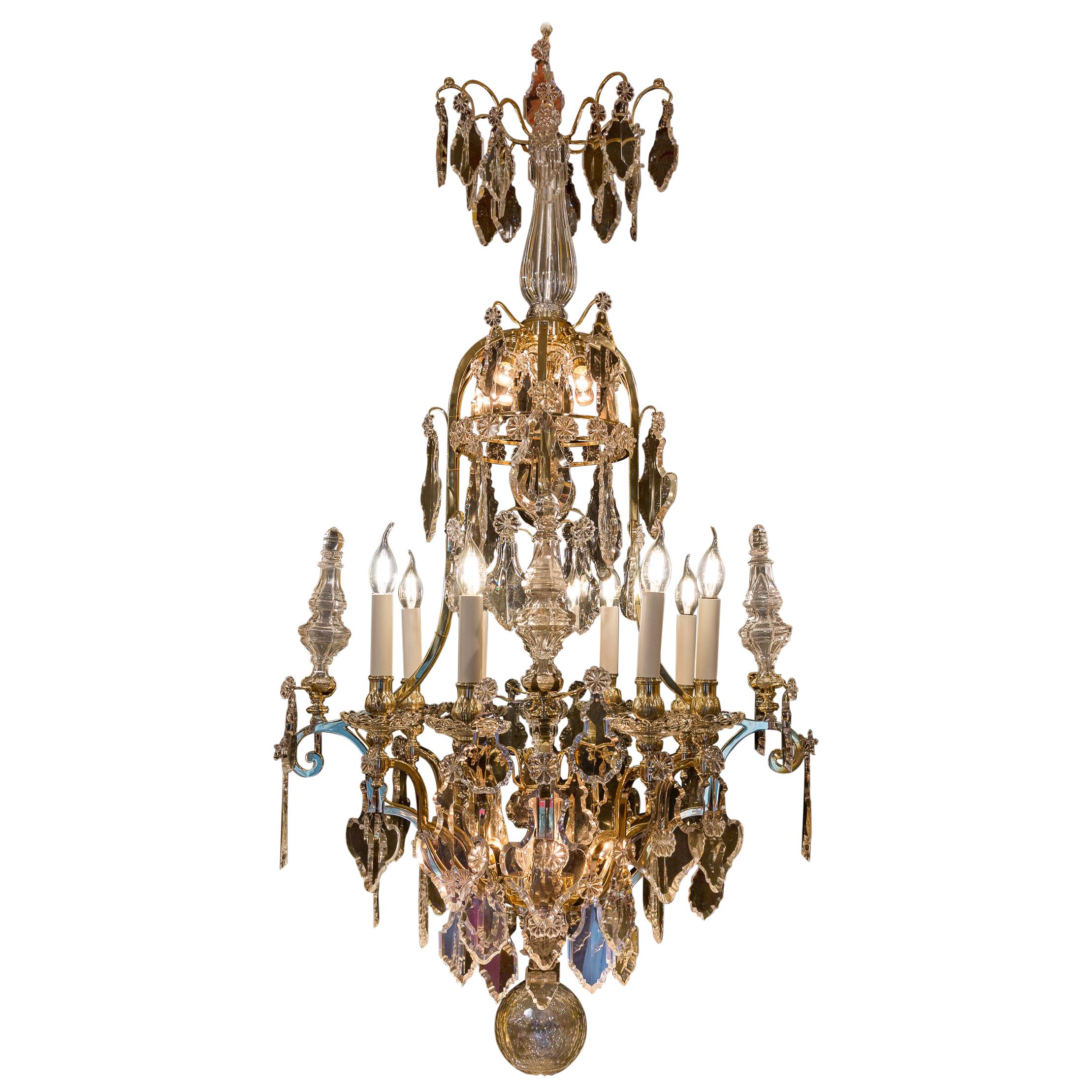 Cristalleries de Baccarat, French Louis XIV Style, Gilt Bronze and Chandelier