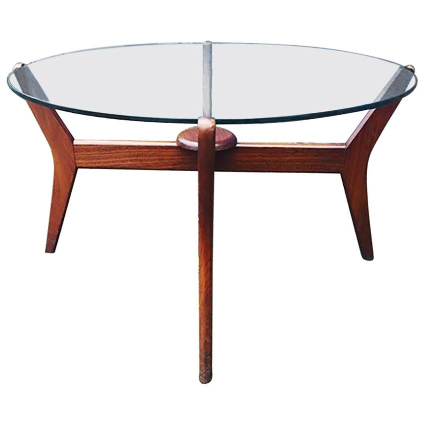 Midcentury Teak Coffee Table Floating Glass Danish Pearsall Style For Sale