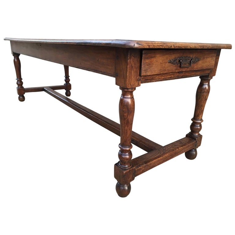 Oak Antique Dining Table With Two Drawers For Sale At 1stdibs