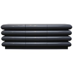 Sculptural Bull Nose 12-Drawer Dresser in Graphite Lacquer