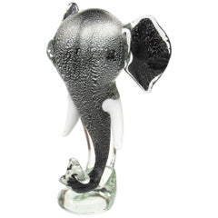 Murano Art Glass Elephant Head Sculpture Estate Find