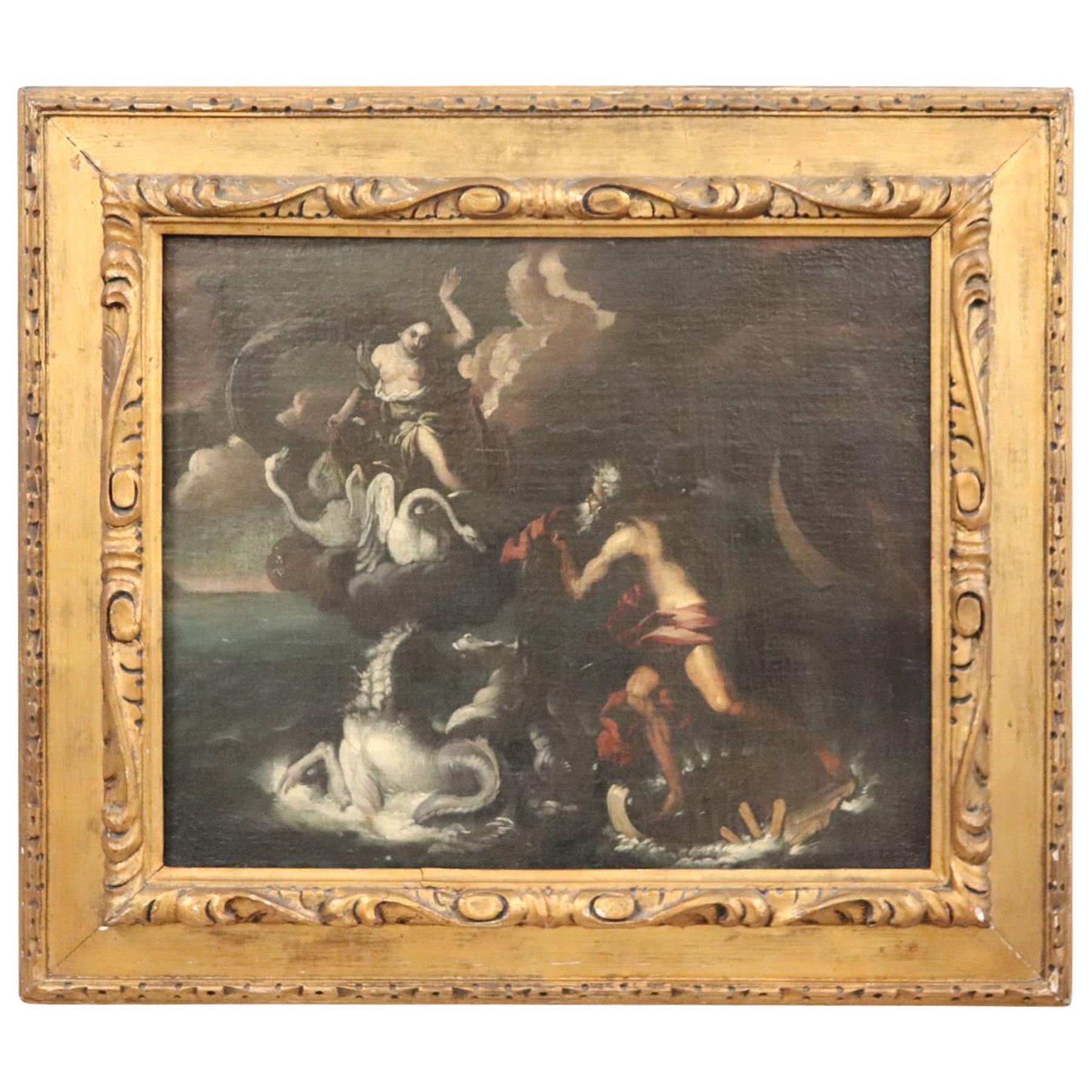 17th Century Italian Oil Painting on Canvas, Subject Mythological