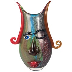 Tribute to Picasso Abstract Antonio Art Glass Face Vase